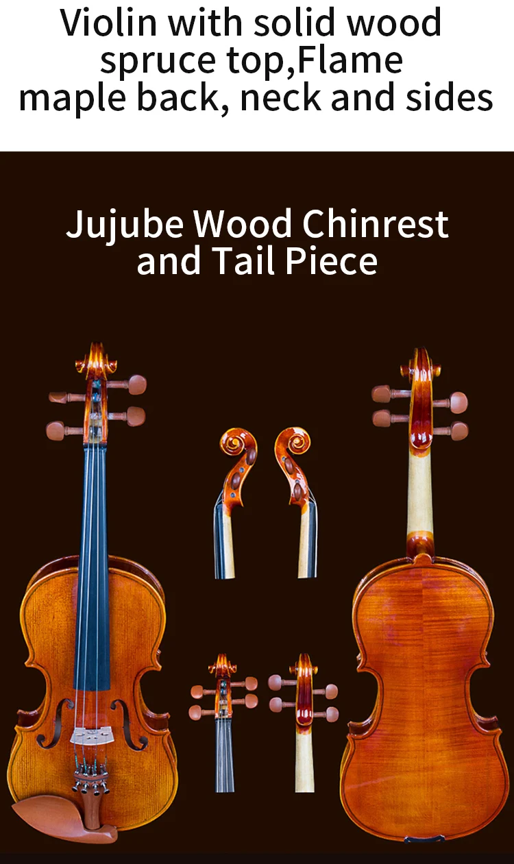 Bullfighter 3/4  4/4 Flamed Solid Wood Violin Handmade