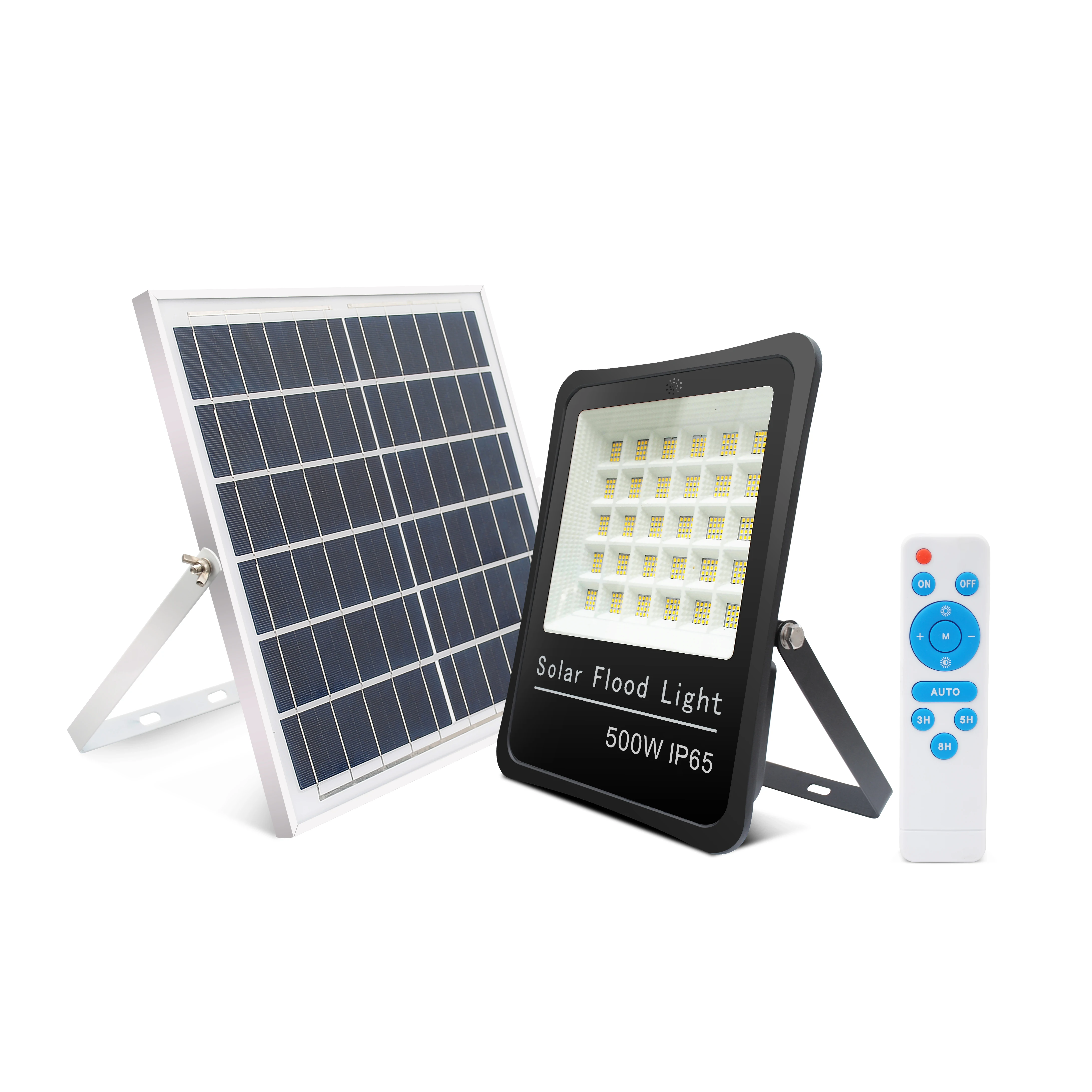 500W Solar Flood Light Outdoor Auto On/Off Dusk to Dawn with Remote Control 5000LM Bright White Floodlights Ip65 Waterproof