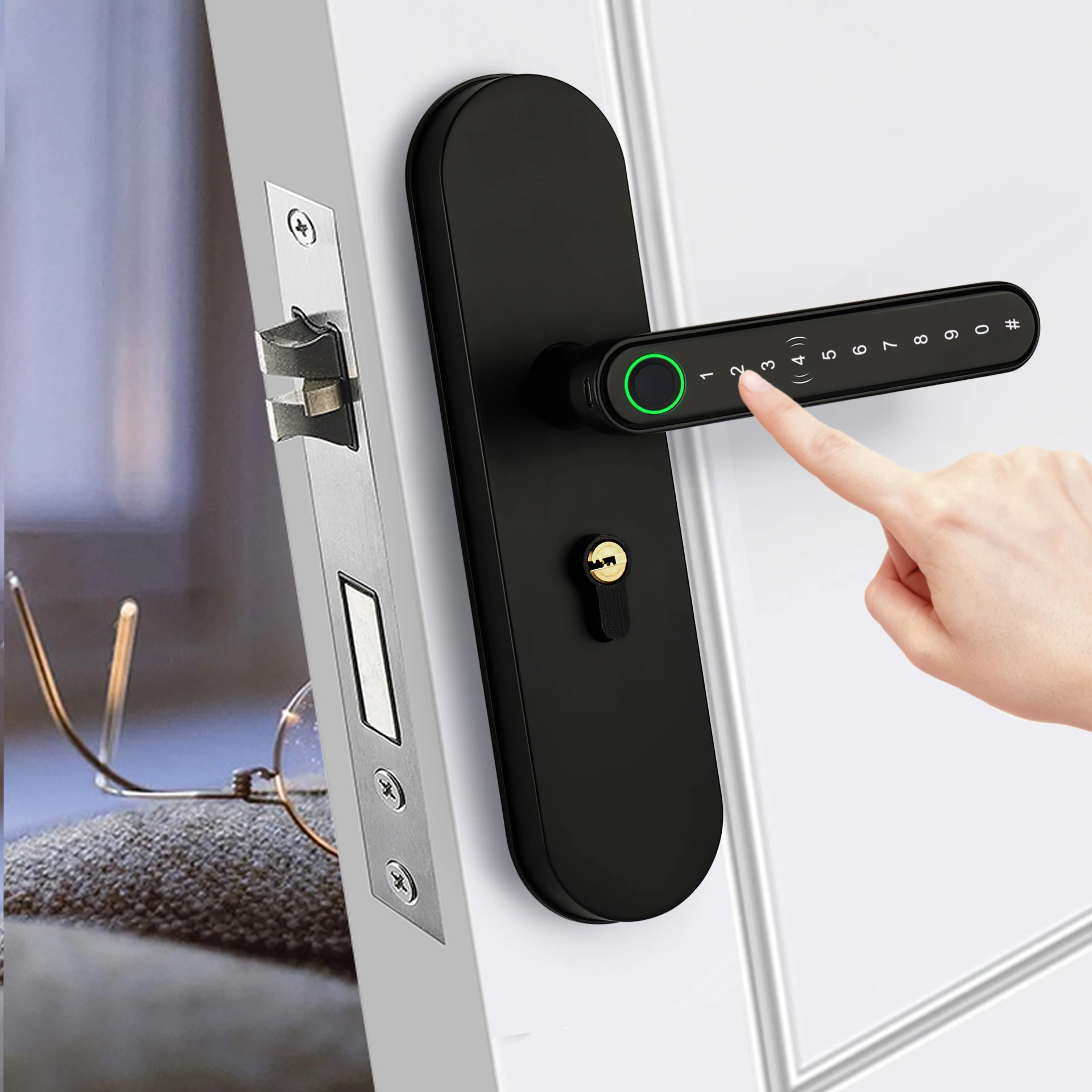 Suoboot Fingerprint Password Handle Lock Lever Smart Door Lock High