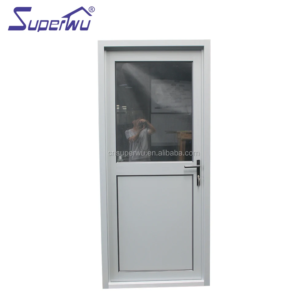French style horizontal narrow frame swing doors with grill design