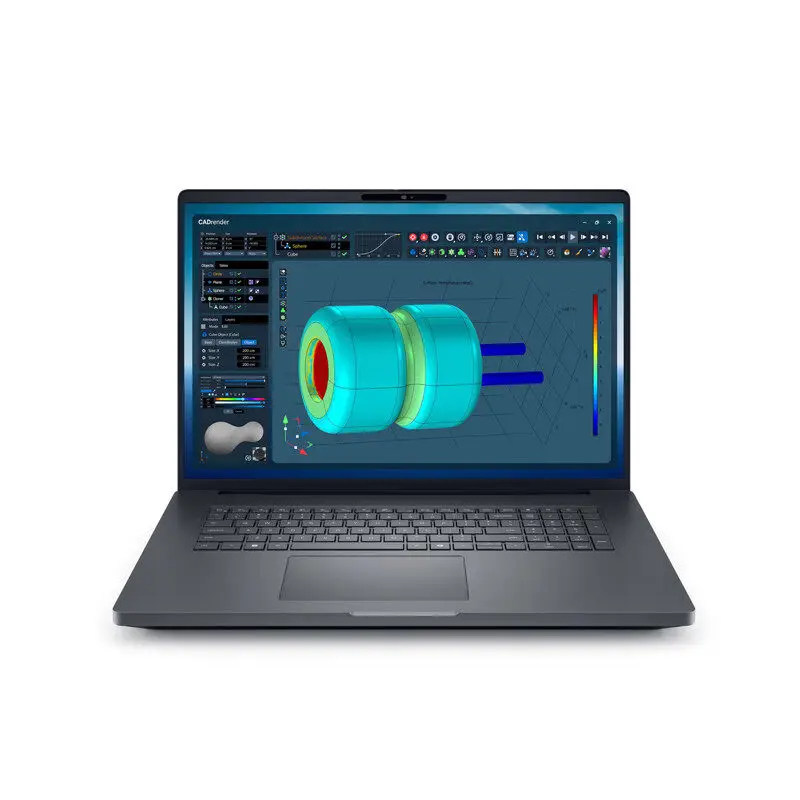 Front view of a sleek black 18-inch gaming laptop with RGB keyboard and thin bezels