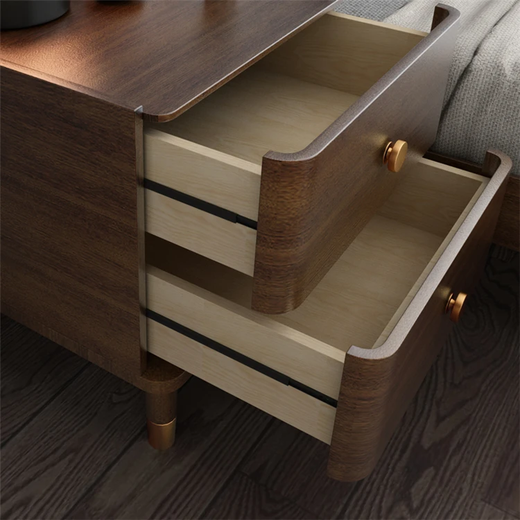 Luxury Design Nightstand Solid Wood Custom Size Bedside Table