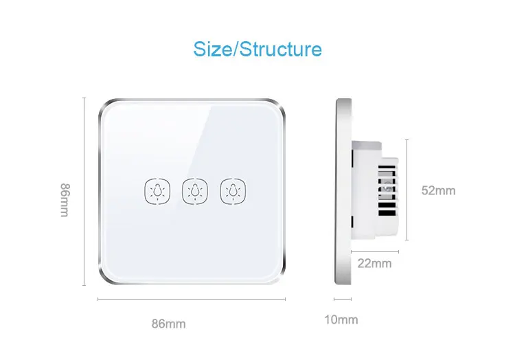 Smart life APP Smart home zigbee single live touch wall switch no neutral switch for Asia Market - ANKUX.COM
