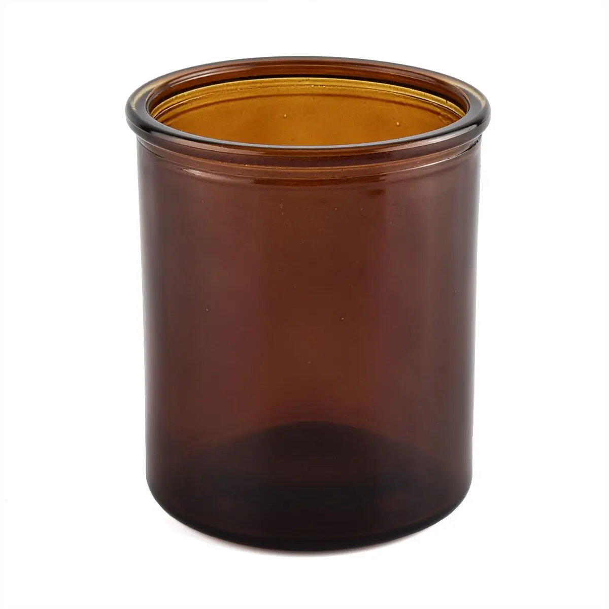 Popular Amber Brown Glass Candle Jar Container With Cork Lid Pot De