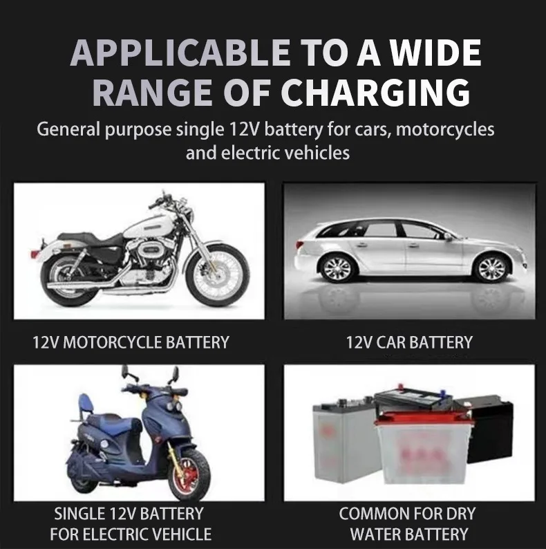 Factory Wholesale12v2A  Smart 12V 6AH-100AH Battery Charger for Cars and Motorcycles for Lead-Acid Batteries manufacture