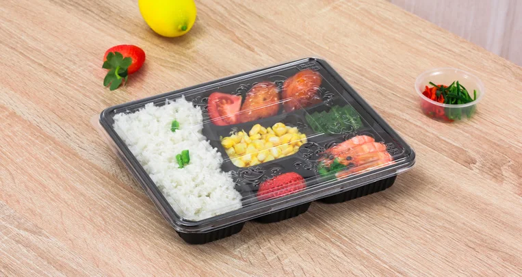 6 compartment plastic food storage container with cover