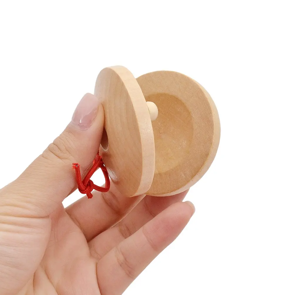 Wooden Round Finger Hand Clappers Musical Instrument De