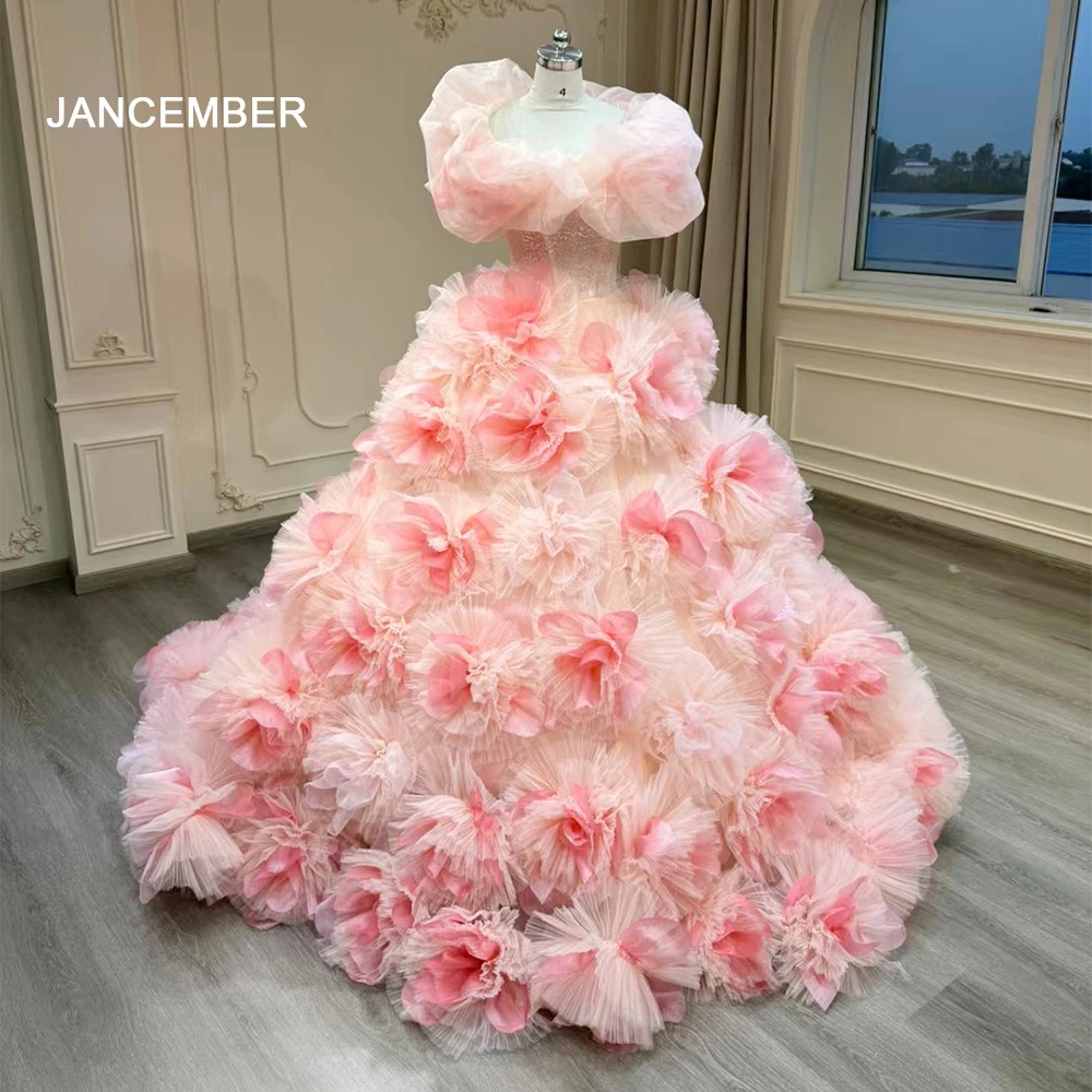 Pink Organza Floral Puffy Tulle Women Prom Dress Long Ball Gown Extra Fluffy Formal Party Dresses Yl0009 Pink Organza Floral Puffy Tulle Women Prom Dress Long Ball Gown Extra Fluffy Formal Party Dresses Yl0009
