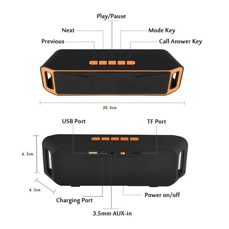 trending products amazon mini Wireless Speaker professional bass blue tooth speaker SC208 - ANKUX.COM