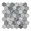 Grigio Tosacana Marble Hexagon Pattern Mosaic Tile With Three Different Surfaces