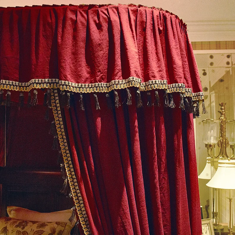 Top Quality Guide Rail Red Wedding Simple Life Indoor Bedroom Double Bed Curtain Mosquito Net