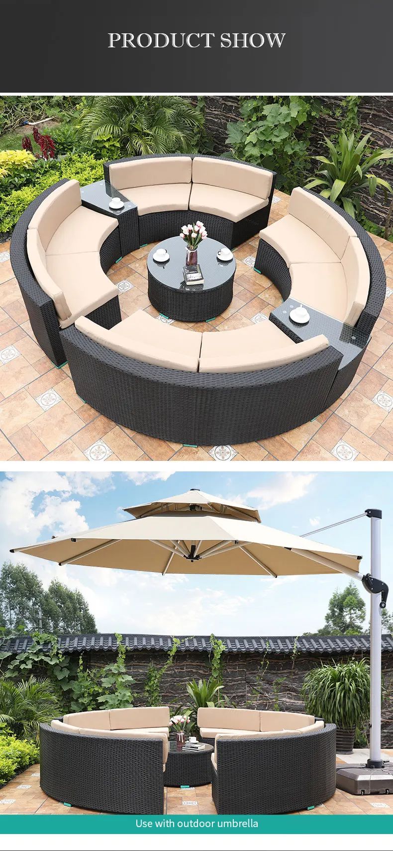 Foshan Patio Furniture Outdoor Sofa Rattan Outdoor Sofa Set Commercial