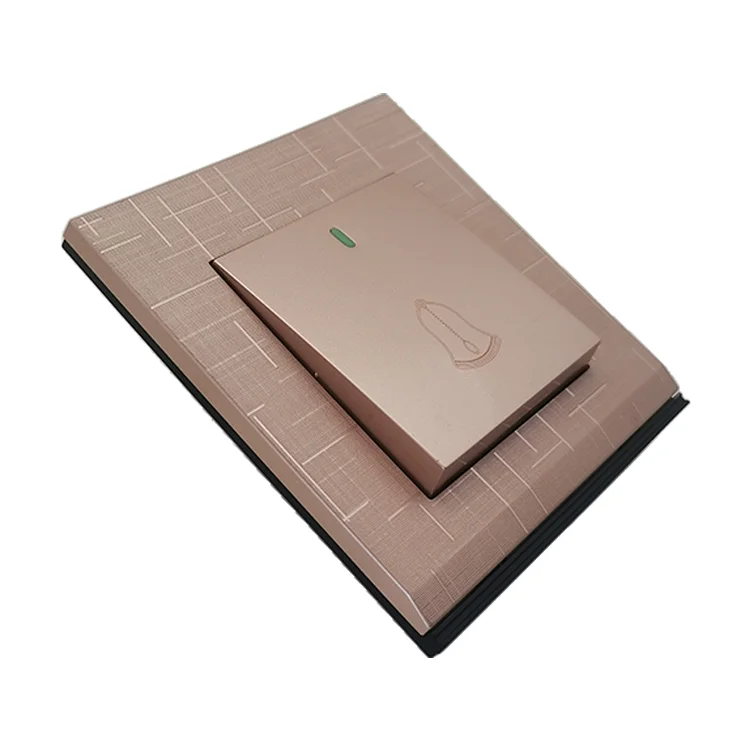 High Quality Customizable Wholesale Push Button Gold Panel Electronic Switch Socket Lighting Door Bell Electrical Wall Switch