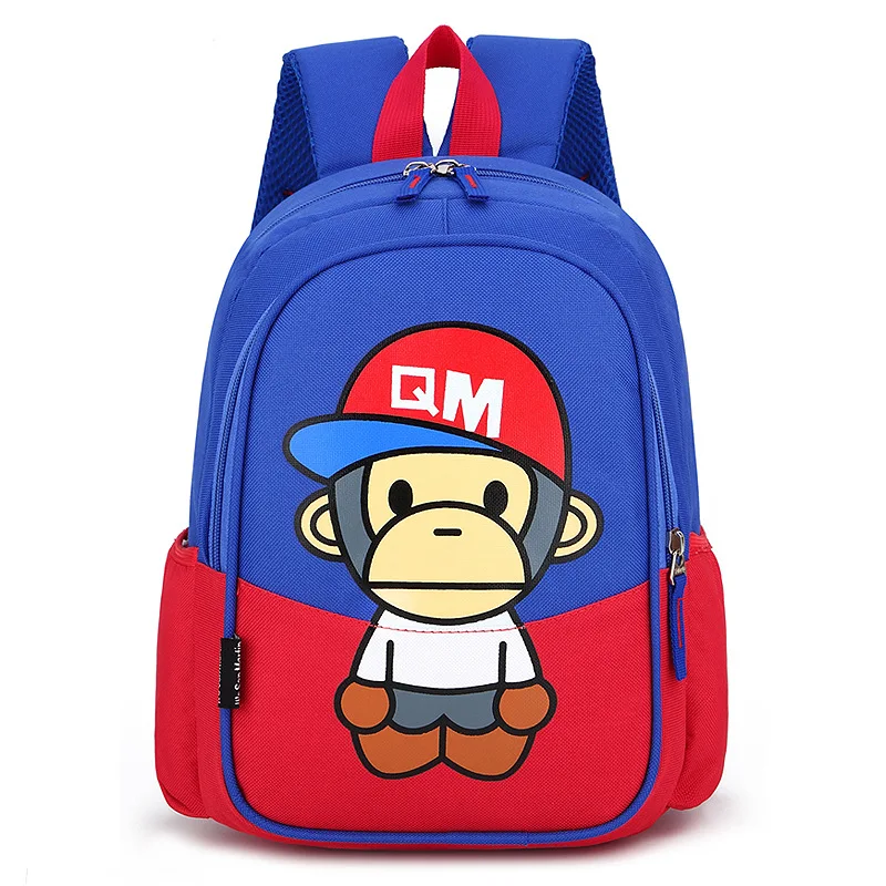 Custom Cute Monkey Print Waterproof Nylon Backpack Children Kids School Bags Boys