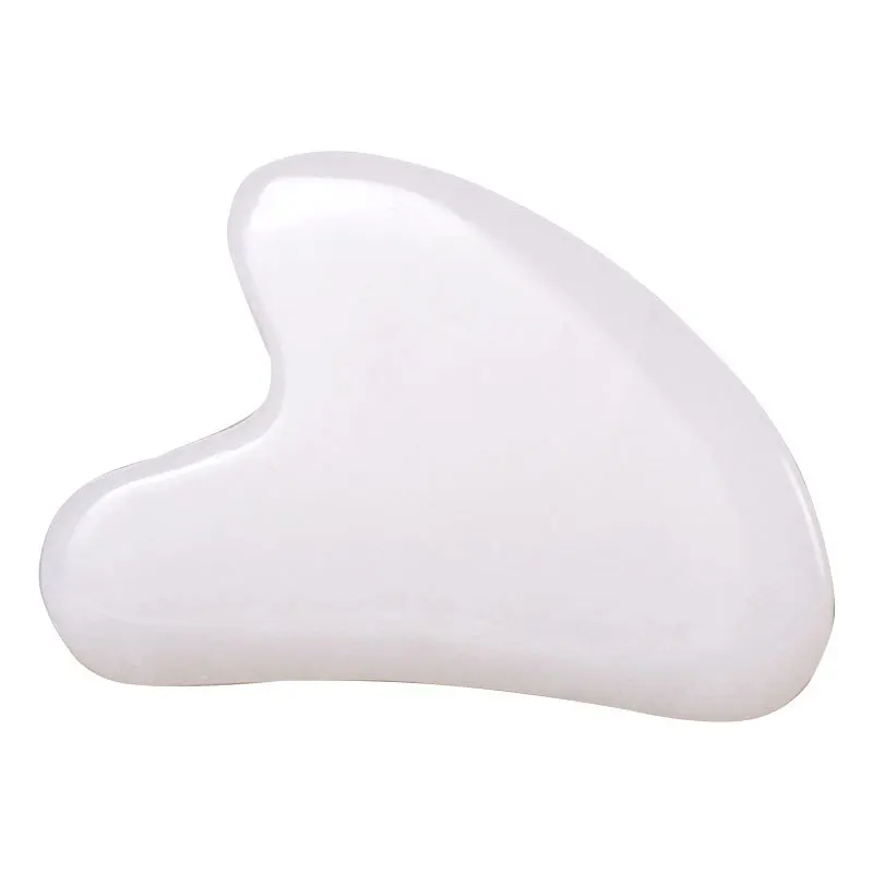 
High quality White jade guasha plate/ massage Scraping Board Chinese Faccial Massage Guasha Manufacture Rose Quartz Face Jade 