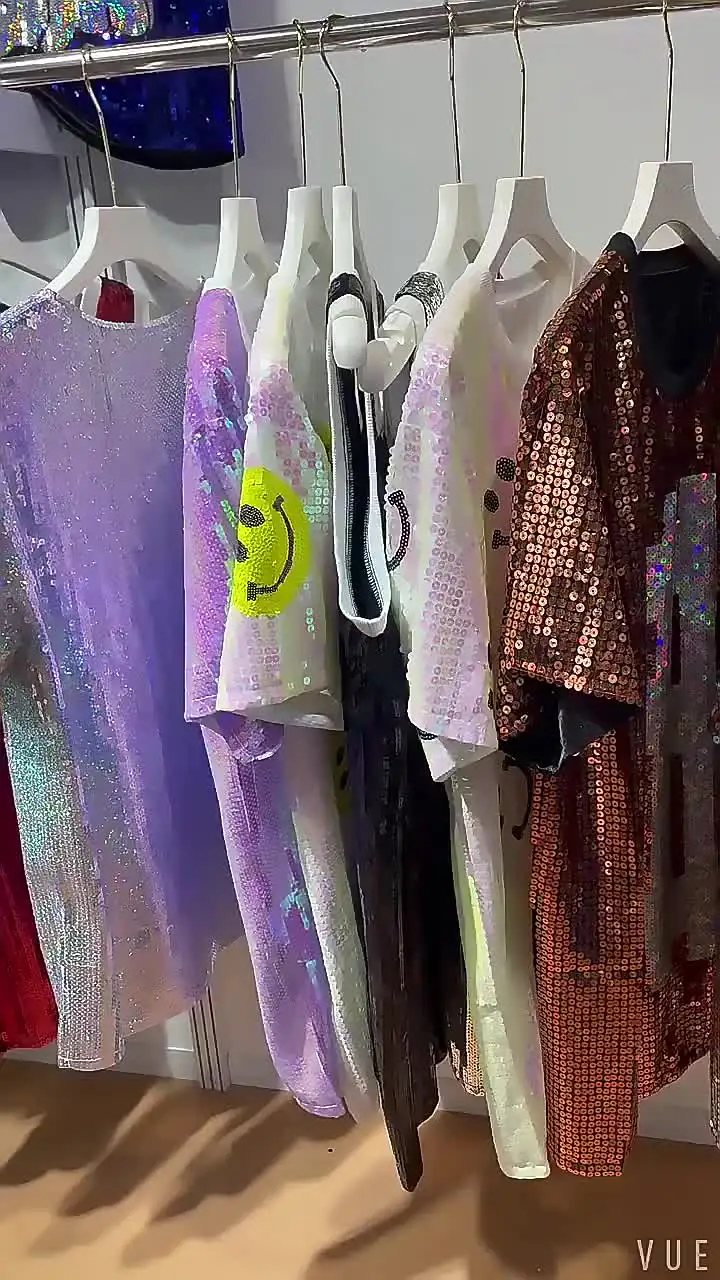 Custom Women's Round Neck Game Day Sequin T-shirt Wholesale Women