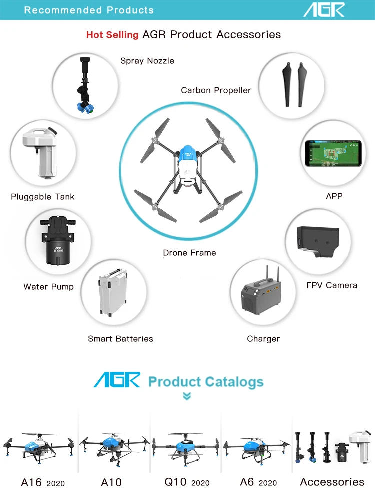 AGR A10 10L Agriculture Drone, AGR Hot Selling AGR Product Accessories Spray Nozzle Carbon Propeller Pluggable Tank 