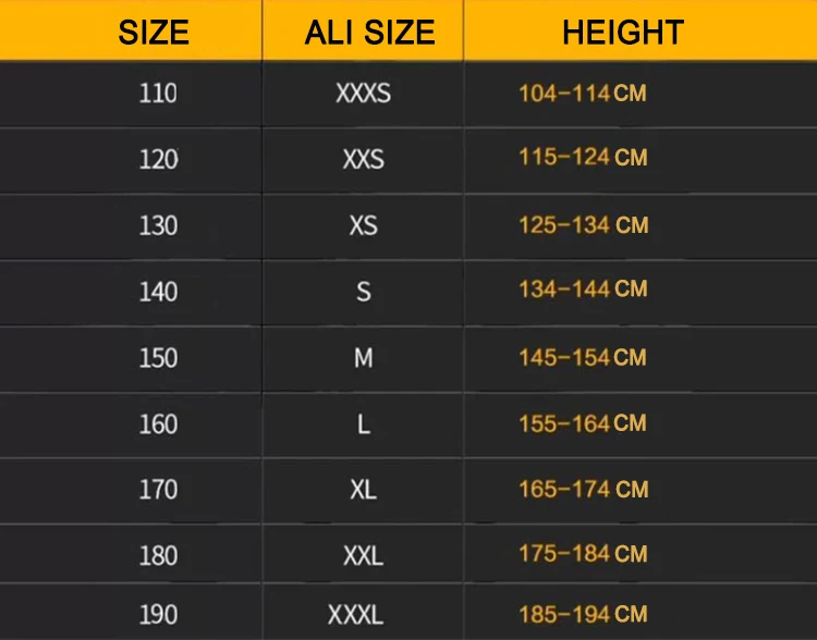 Sanda size chart