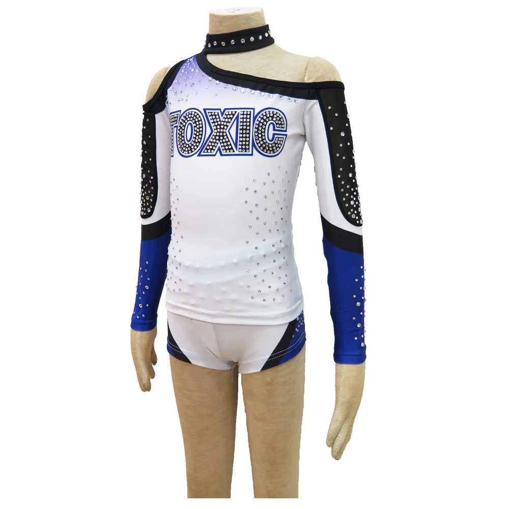 Kids Rhinestones Cheerleading Uniforms,Cheerleader Top And Short,Youth