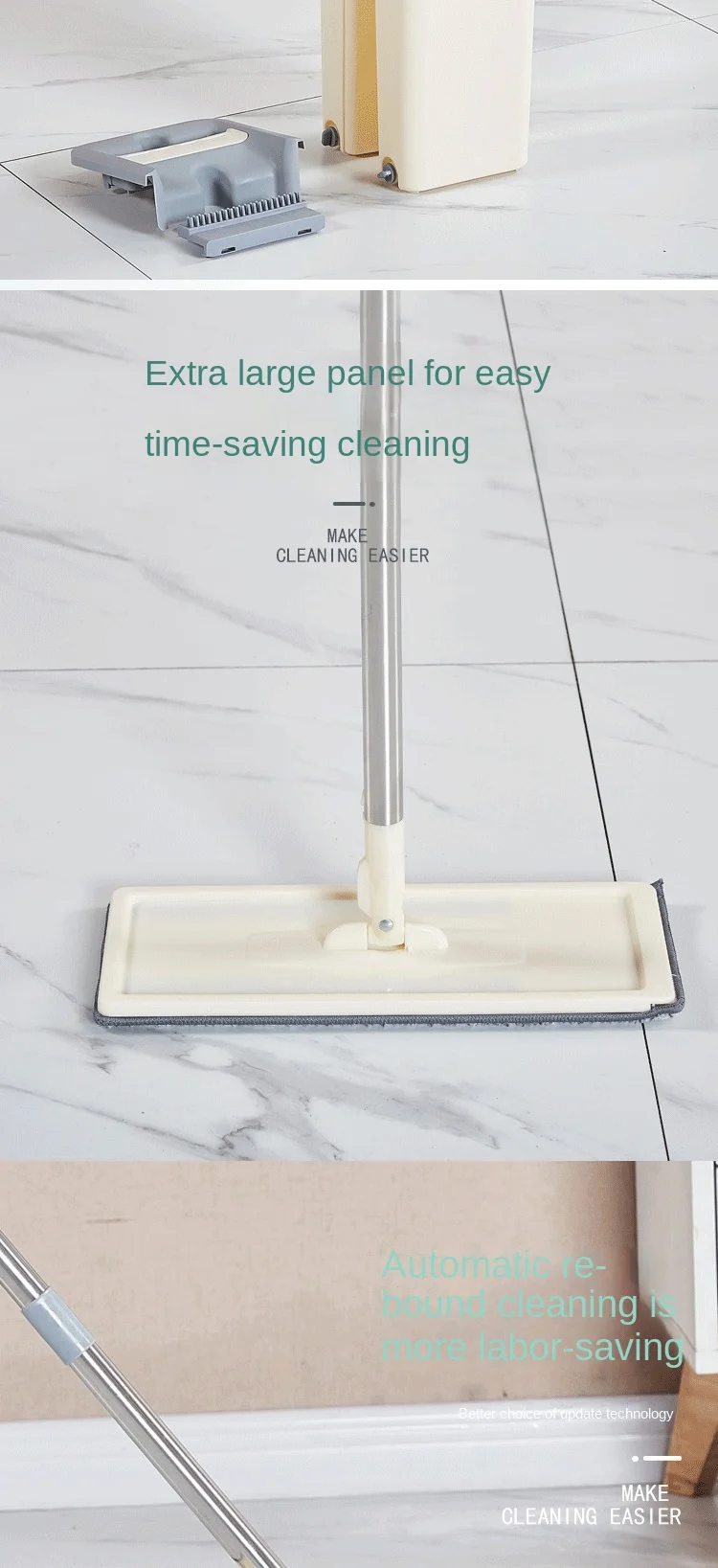Flat Quick Clean Mop Wet And Dry 360 Microfiber Telescopic Floor