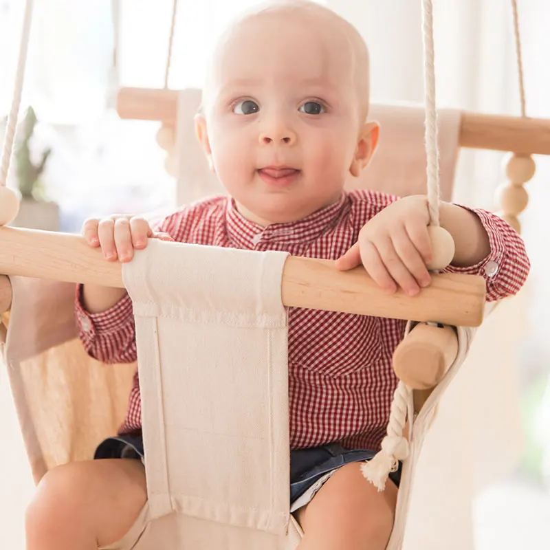1 Set Hammock Safety Baby Bouncer Outside Indoor Wooden Swing Rocker Toy,Hanging Swing// Buy