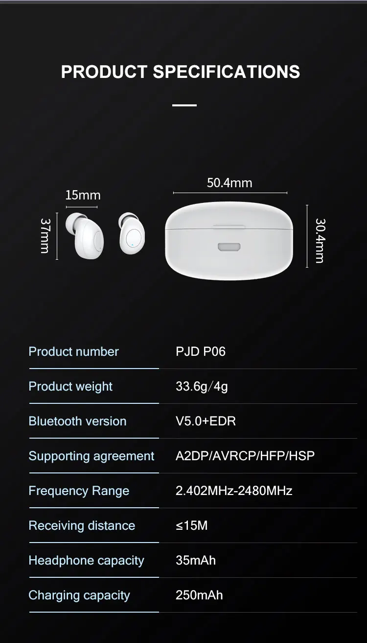 P06 TWS wireless headset supports SIRI function control 5.0 noise reduction control for Android Iphone Xiaomi - ANKUX.COM