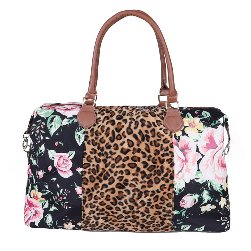 

Free Shipping Floral Leopard Lady Large Capacity Weekender Duffle Bag Girls Travel Shoulder Tote Bag Overnight Bag For Women, Serape&leopard,leopard,rainbow,sunflower,etc.