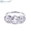 Tianyu gems handmade ring three moissanite diamond white gold 14k 18k fashion rings