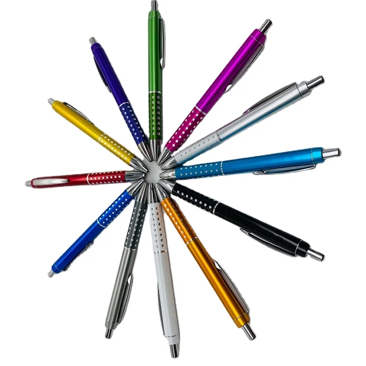 
promotional advertising plastic metal ball point pen lovely shiny crystal customer logo style 