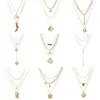 European style wild multi-layer shell necklace fashion pearl letter pendant clavicle chain Christmas heart gift