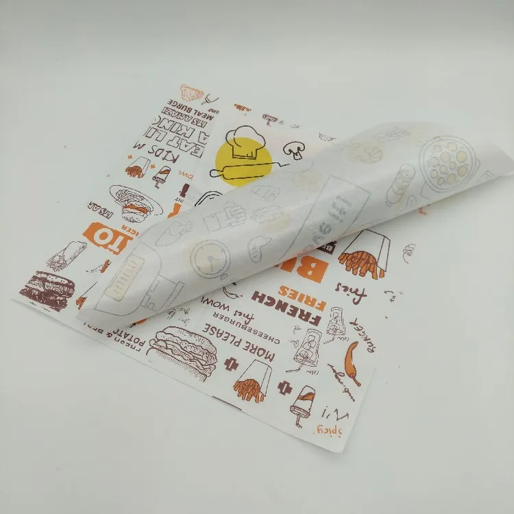 Greaseproof Wrapping Paper Custom Printed Food Sandwich Burger Wrapping