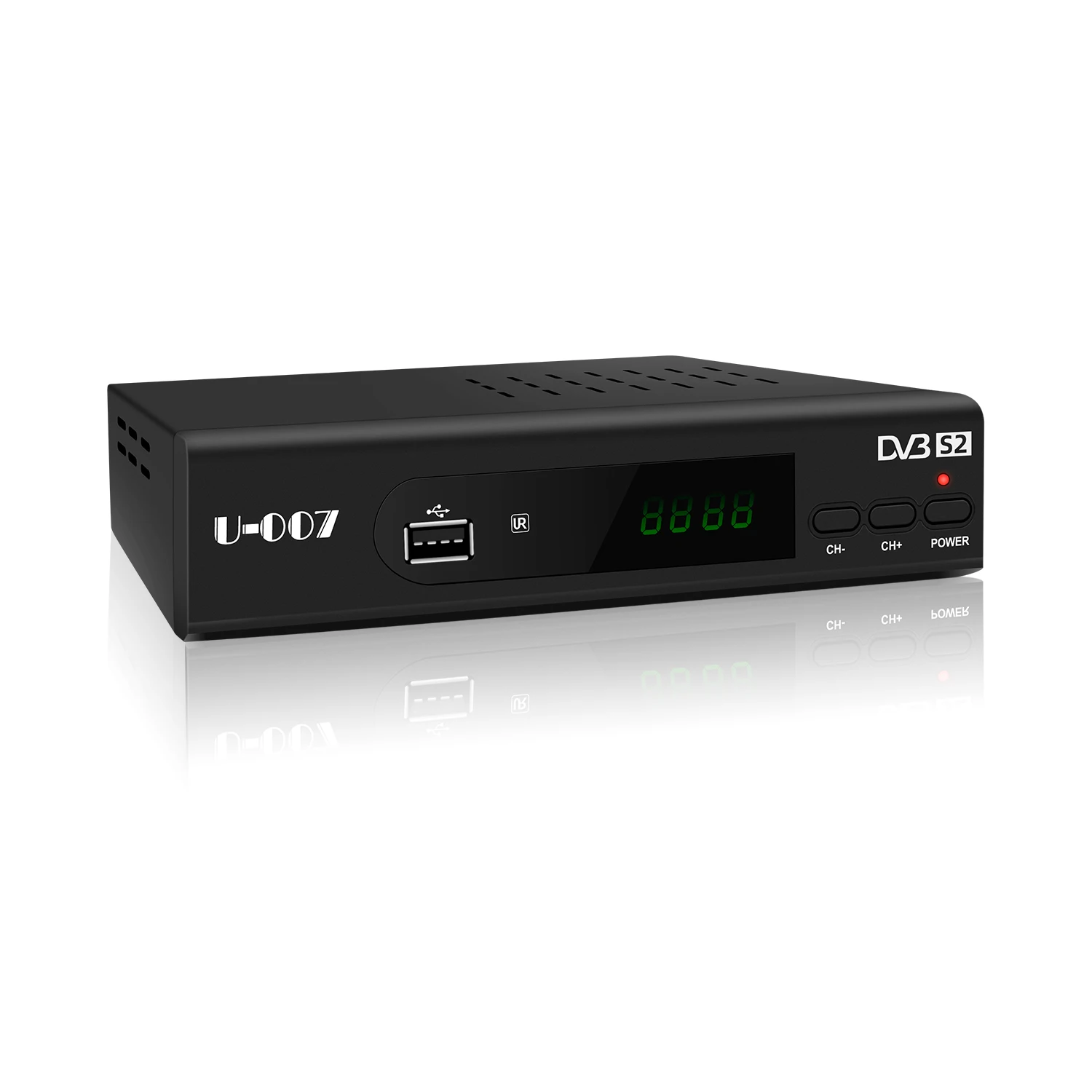 GT Media V8 Finder Max satellite signal meter and decoder combo unit showing signal strength bars and frequency display