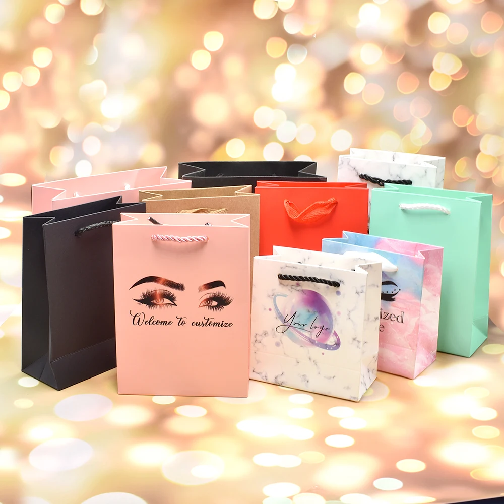 Luxury Marble Gift Bag Custom Logo Print Cosmetic Hand Bags Kraft Paper