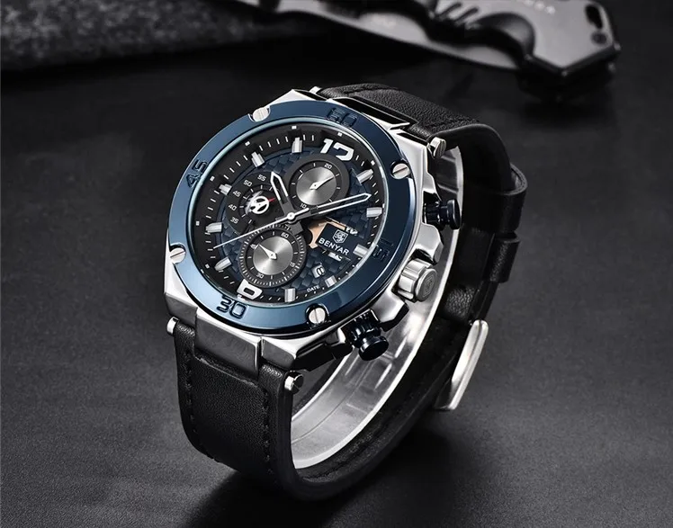 眼镜  手表 石英表  2019 新款 benyar 5151 时尚男士大手表石英 3atm