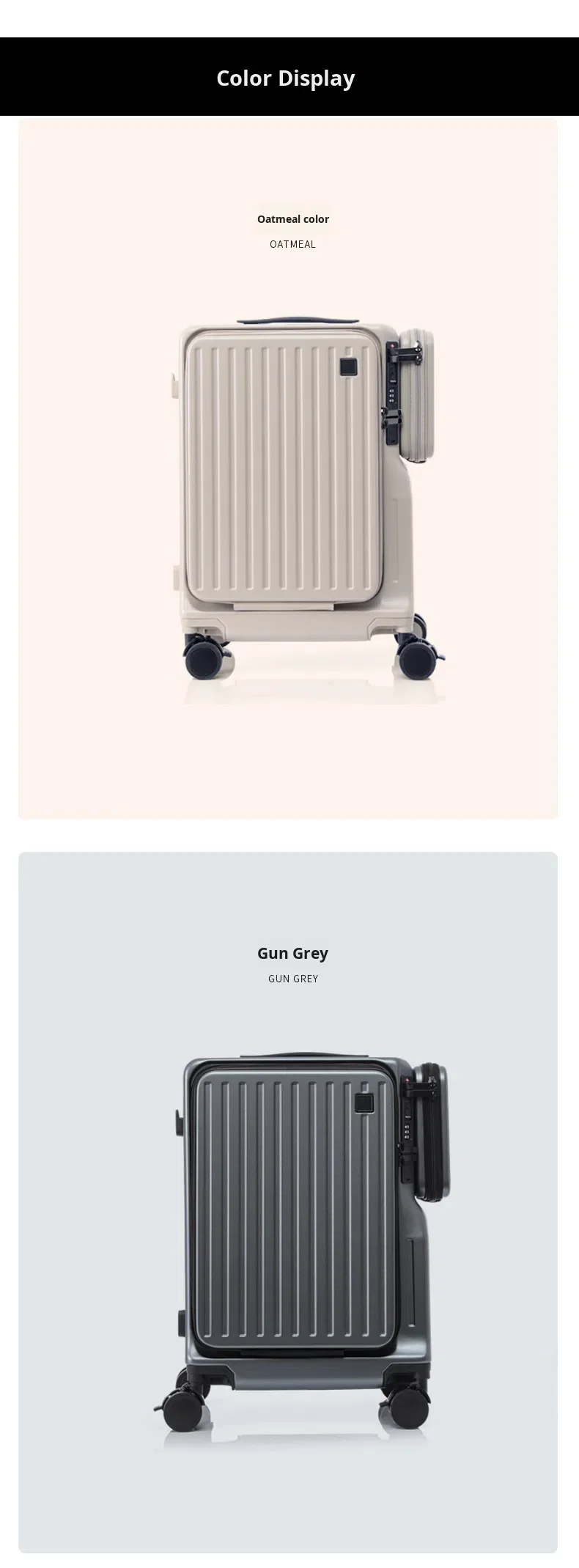 20 Inch Durable ABS+PC Frame Modern Fashionable Suitcase Carry on Luggage TSA Lock Dual Front Opening Silent 360 Degree Wheels supplier