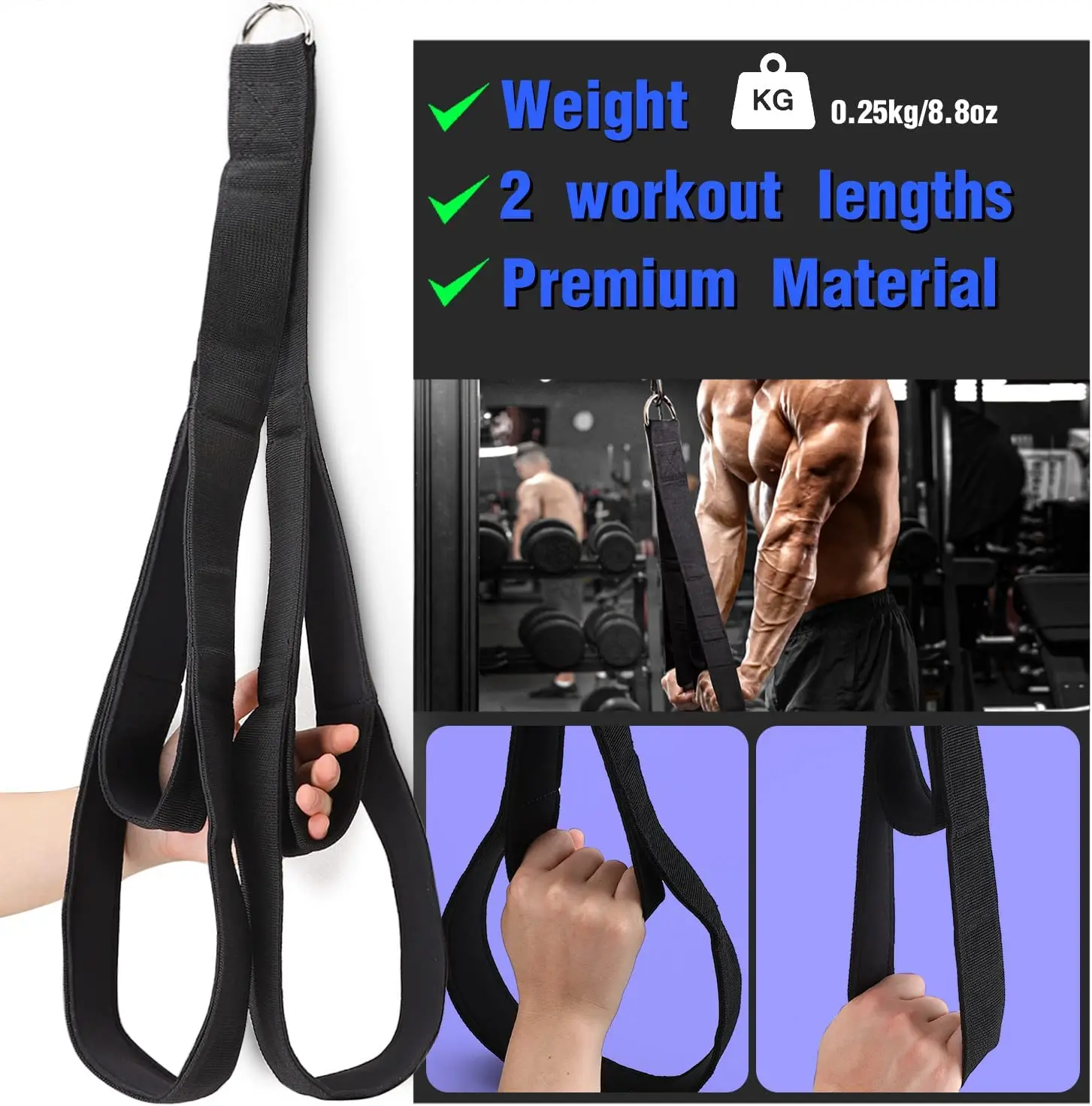 Wellshow Tricep Strap Tricep Pull Down Strap Heavy Duty Tricep ...