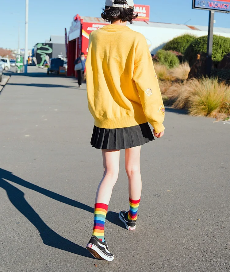 Rainbow Socks Femme Homme Chaussettes Hautes Colorées en Coton