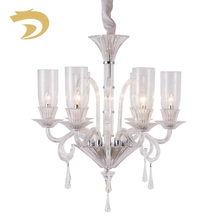 High quality 6 candle holder cup bottle cylinder shade home fashion glass pendant chandelier light