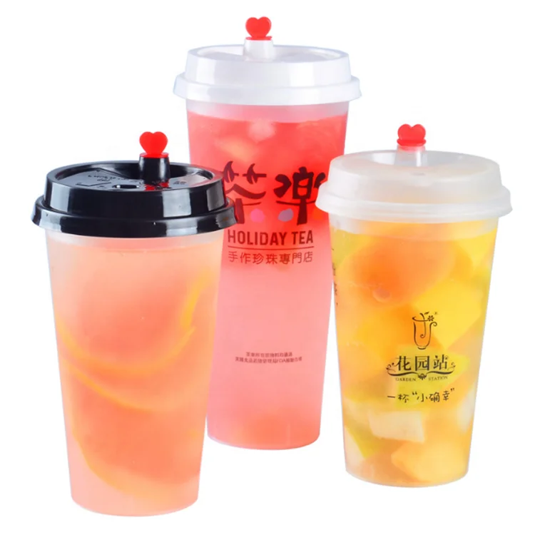 Cold Iced Coffee Tea Drinking Cups 500ml Disposable Plastic Frosted Cup