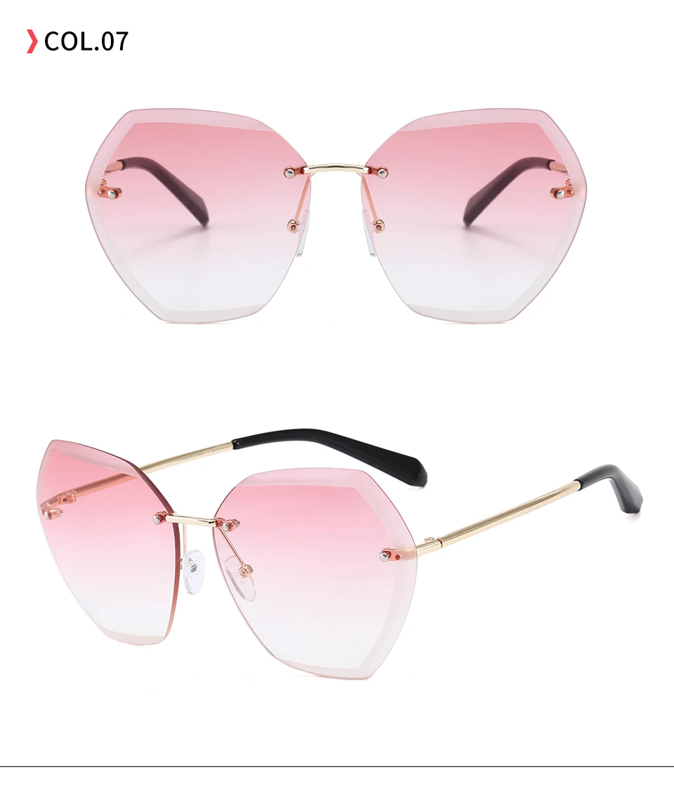 204101 Superhot Eyewear 2020 UV400 Oversized Shades Sun glasses Women Female Lady Rimless Sunglass