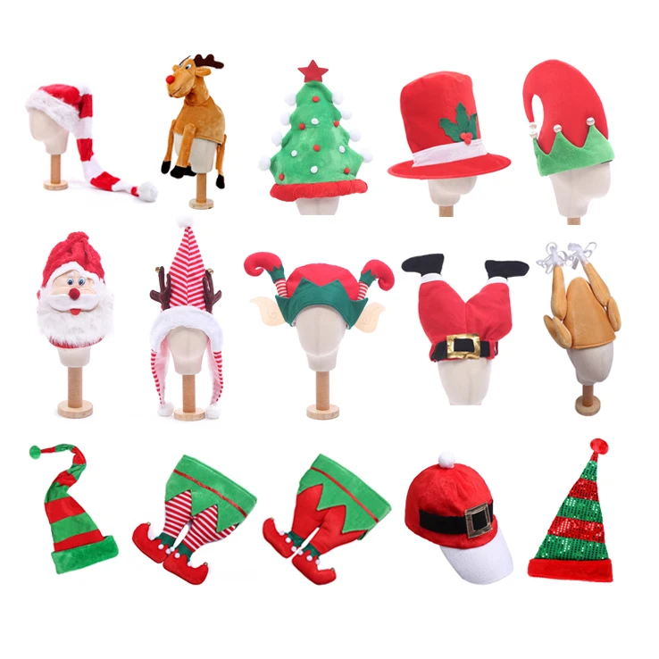Wholesale Christmas Supplies Funny Novelty Santa Hat Crazy Christmas Hat for Christmas Accessories Party