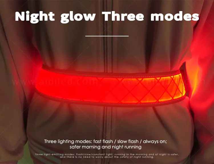Grid Pattern Led Belt Light for Night Running USB Rechargeable Sport Accessory China Factory Led Flashing Belt Bag