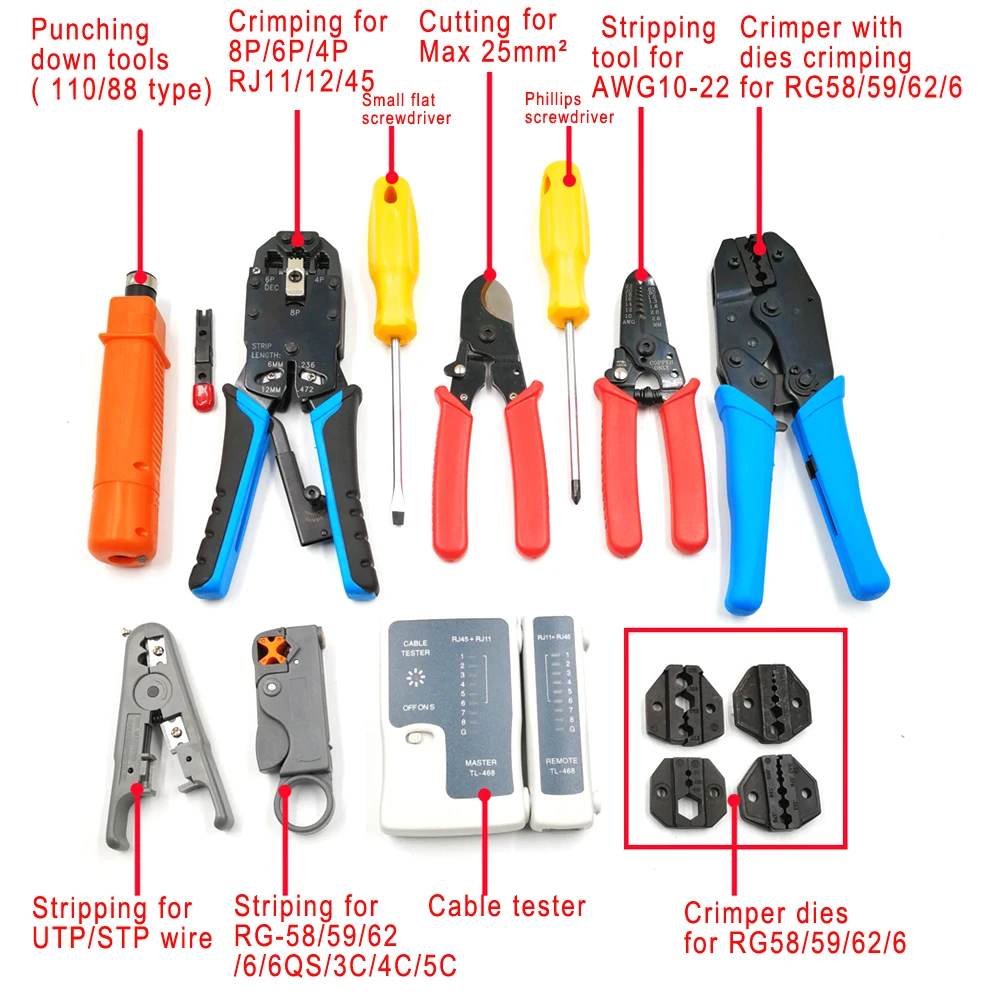 Bộ Công Cụ Mạng 10 Cái HT-K4015 Uốn Tay Đa Năng RJ 45 Bộ Công Cụ