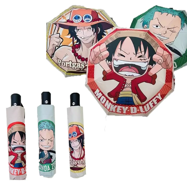 3 Styles One Piece Luffy Zoro Ace Summer Anime Umbrella Cartoon Folding