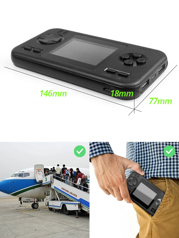 DATEN FROSCH Handheld Tragbare Retro Spielkonsole mit 8000mAh Power Bank Buil-in 416 Klassische Spiele Mini Handheld konsole