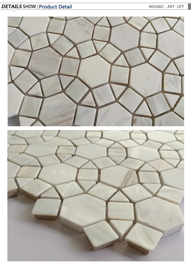 Luxurious style carrara white mosaic and white shell mosaic tile for hotel lobby decor