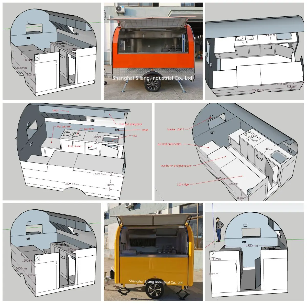 Custom Ice Cream Mobile Trailer Coffee Caravan Mobile Kitchen Store Vending Trailer Street Food Trailer manufacture