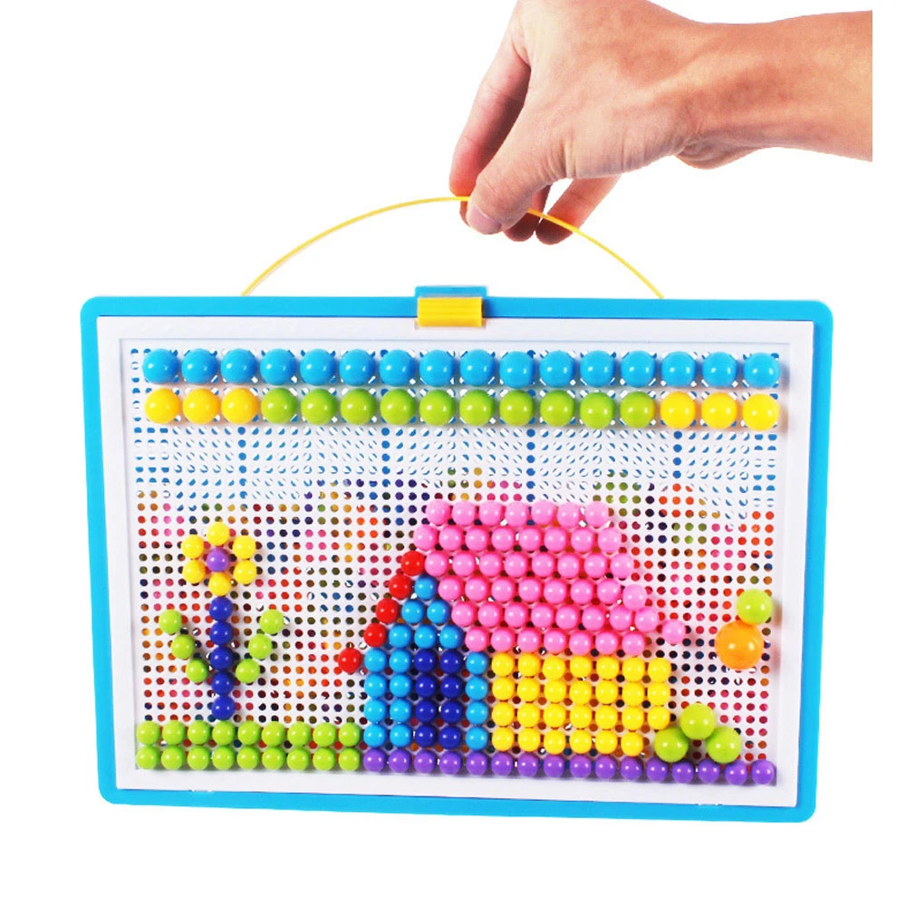 Puzzle Toys DIY 296Pcs Mushroom Nail Peg Board Mosaic Kit Early Educational Kids 