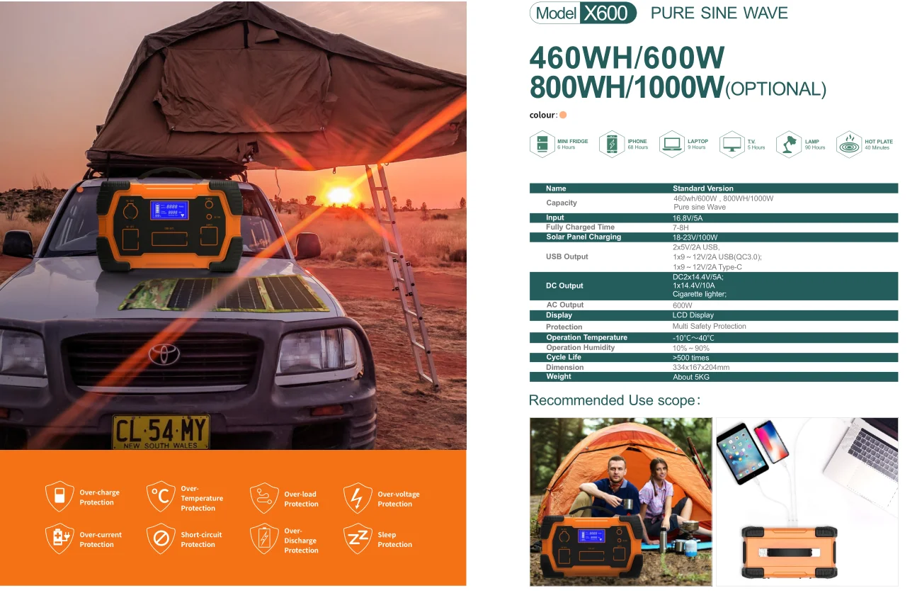 MIQ portable solar power station 460w modified sine wave inverter 125000mah power bank charging station - ANKUX.COM