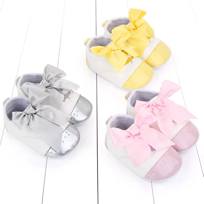 Beautiful Bow Design Baby Dress Shoes Soft Sole Baby Shoes for Baby Girls manufacture
